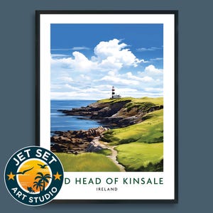 Póster con impresión de Old Head of Kinsale Golf Course, arte de pared, Irlanda, lienzo enmarcado sin marco, regalo de viaje