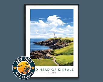 Old Head of Kinsale Golf Course Poster Print Wall Art Ireland Framed Unframed Canvas Travel Gift