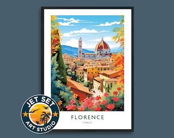 Póster de viaje a Florencia, Italia. Lámina decorativa en lienzo con marco o sin marco. Ideal como regalo de viaje.
