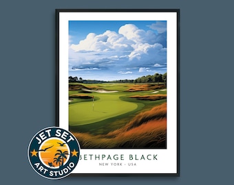 Póster de golf del campo de golf Bethpage Black de Nueva York, lámina decorativa para pared, lienzo enmarcado o sin enmarcar, regalo de golf