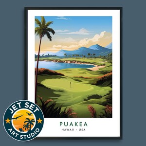 Puakea Golf Course Poster Print Hawaii Wall Art Framed Unframed Canvas Golf Gift