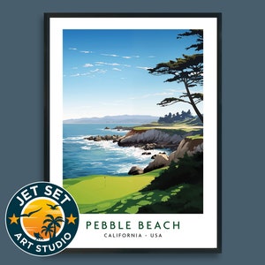 Pebble Beach Golf Course Poster Print Wall Art Framed Unframed Canvas Golf Gift