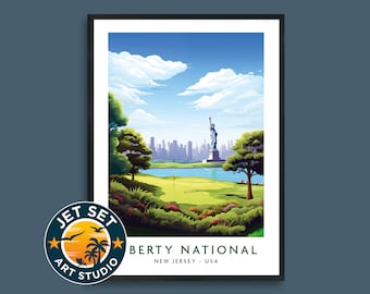 Liberty National Golf Course Poster Print Wall Art Framed Unframed Canvas Golf Gift