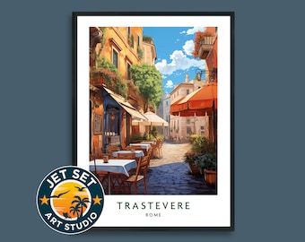 Trastevere Rome Italy Travel Print Wall Art Wall City Poster Hanging Home Décor Gift Art Lovers Framed Unframed Canvas Italian Travel Gift