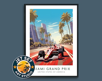 Miami Grand F1 Prix USA Travel Print Formula 1 Wall Art Framed Unframed Canvas France Travel Gift