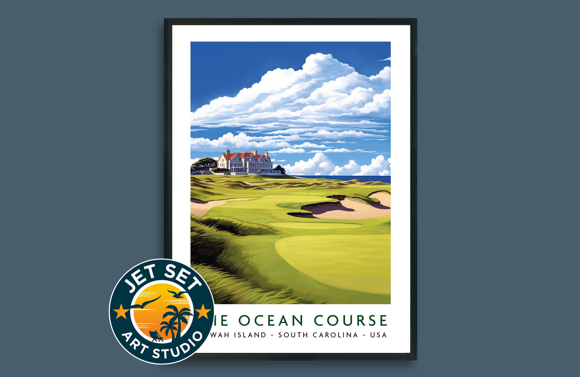 Kiawah Ocean Golf Course Map Canvas, Golf Wall Art, Gift For Golfers