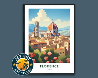 Póster de viaje a Florencia, Italia. Lámina decorativa en lienzo con marco o sin marco. Ideal como regalo de viaje.