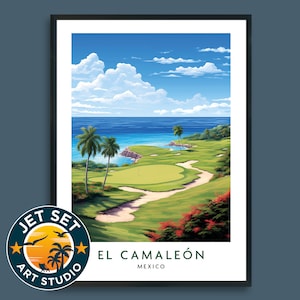 El Camaleón Golf Course Poster Print Mexico Golf Wall Art Framed Unframed Canvas Golf Gift