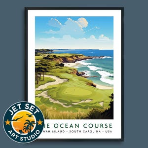 Der Ocean Golf Club Kiawah Island Poster Druck Wandkunst gerahmte ungerahmt Leinwand Golf Geschenk
