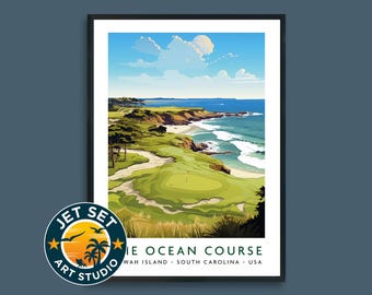 The Ocean Golf Course Kiawah Island Poster Print Wall Art Framed Unframed Canvas Golf Gift