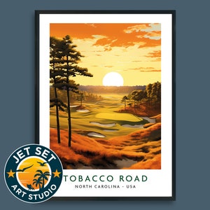 Tabacco Road Golf Course Poster Print Wall Art North Carolina USA Framed Unframed Canvas Travel Gift