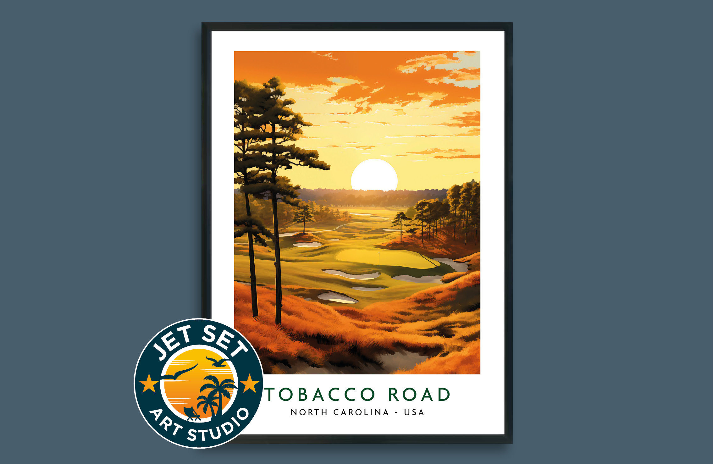 Tabacco Road Golf Course Poster Print Wall Art North Carolina USA Framed  Unframed Canvas Travel Gift