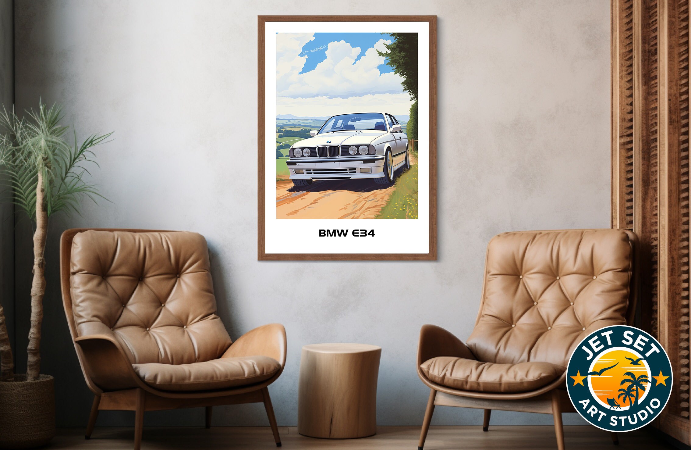BMW E34 Travel Print Style Poster Framed Unframed Canvas Automotive ...