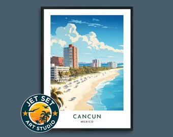 Póster de viaje a la playa de Tulum, México. Arte de pared en lienzo con o sin marco. Regalo de viaje.