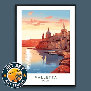 Valletta Reisedruck Wandkunst Wandstadt Poster hängend Wohnkultur Geschenk Kunstliebhaber gerahmte ungerahmt Leinwand Europäisches Reisegeschenk