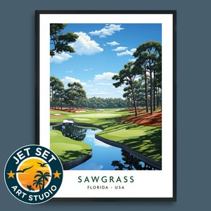 TPC Sawgrass Golf Course Poster Print Wall Art Framed Unframed Canvas Golf Gift