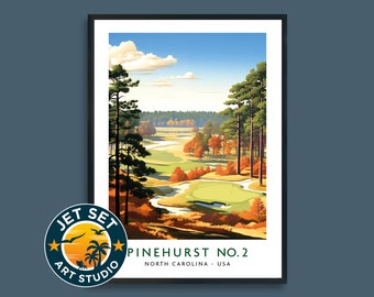 Pinehurst No. 2 Golf Course Poster Print Wall Art Framed Unframed Canvas Golf Gift