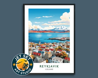 Reykjavik Iceland Travel Print Poster Wall Art Framed Unframed Canvas Travel Gift