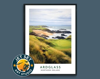 Póster del campo de golf Ardglass, impresión de Irlanda del Norte, arte mural enmarcado, lienzo sin marco, regalo de golf