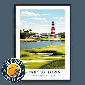 Harbour Town Golf Course USA Golf Poster Print Wall Art Framed Unframed Canvas Golf Gift