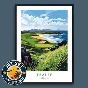 Pôster do campo de golfe de Tralee, arte de parede, Irlanda, tela emoldurada, sem moldura, presente de viagem