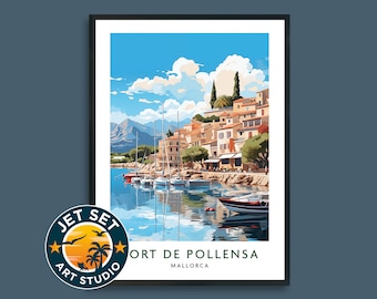 Port de Pollensa Mallorca Spain Travel Poster Print Wall Art Framed Unframed Canvas Travel Gift