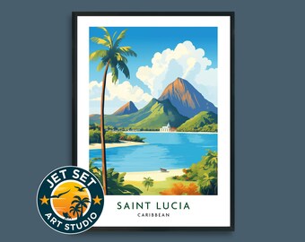 Póster de viaje al Caribe de Santa Lucía, arte mural en lienzo con marco o sin marco, regalo de viaje