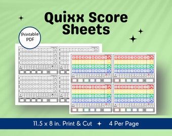 Quixx Score Sheet, Quixx Printable Score Sheet, Quixx Score Card Download