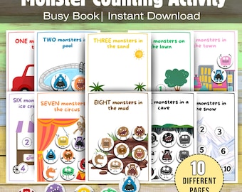 Printable Toddler Busy Book Counting Activity | Learning Binder, Montessori Materials, Toddler Activities, A4 and US Letter