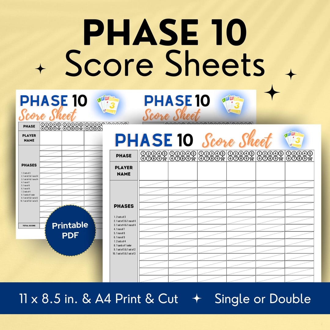 TTETTZ Tableau De Score De Phase 10 Avec 8 Chevilles Colorées Activité