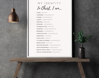 My Identity in Christ Printable Wall Art – Minimalist Christian Decor | Scripture-Based Affirmations | Digital Download