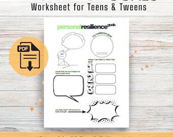 Teen Coping Skills Worksheet for Teen Mental Health Counseling Printable Tween Therapy Goal Setting Activity for School Counselor