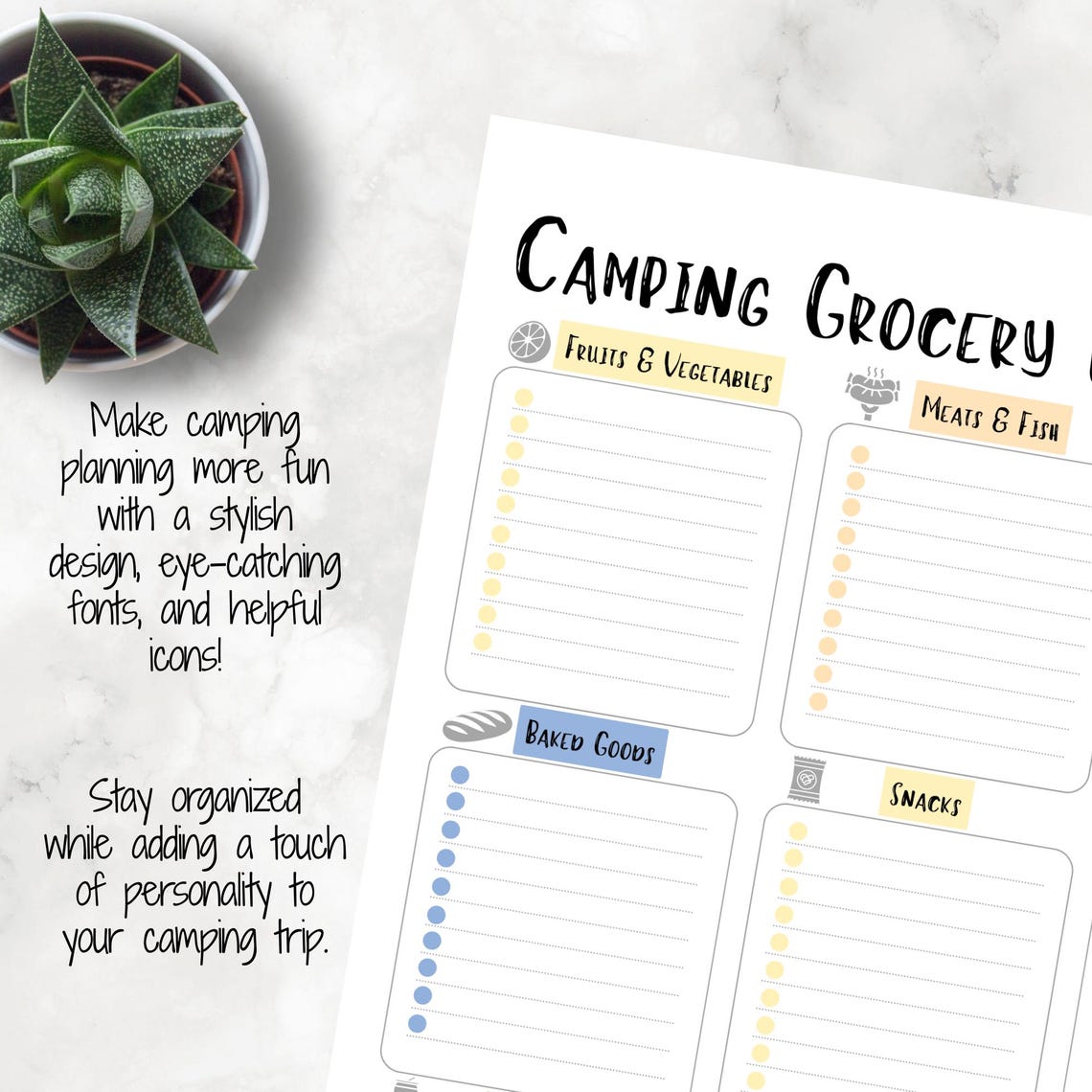 Camping Meal Planning Bundle: Camping Meal Planner and Grocery List ...