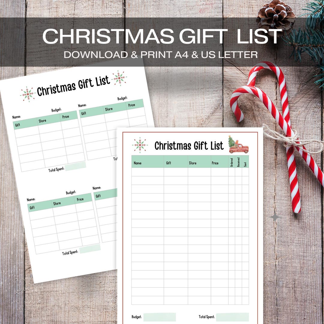 Printable Christmas Shopping List & Budget Tracker | Holiday Gift ...