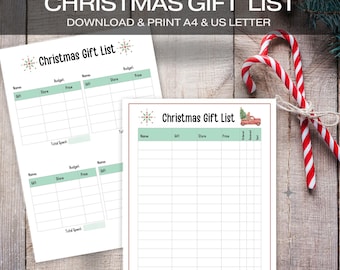 Printable Christmas Shopping List & Budget Tracker | Holiday Gift Planner | Christmas Budget | Instant Download | Christmas Gift List