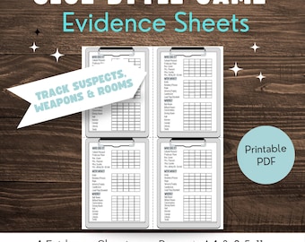 Printable Clue-style Replacement Sheets, Instant Download Game Sheets, Clue-style Evidence Sheets, Murder Mystery Game Tracker