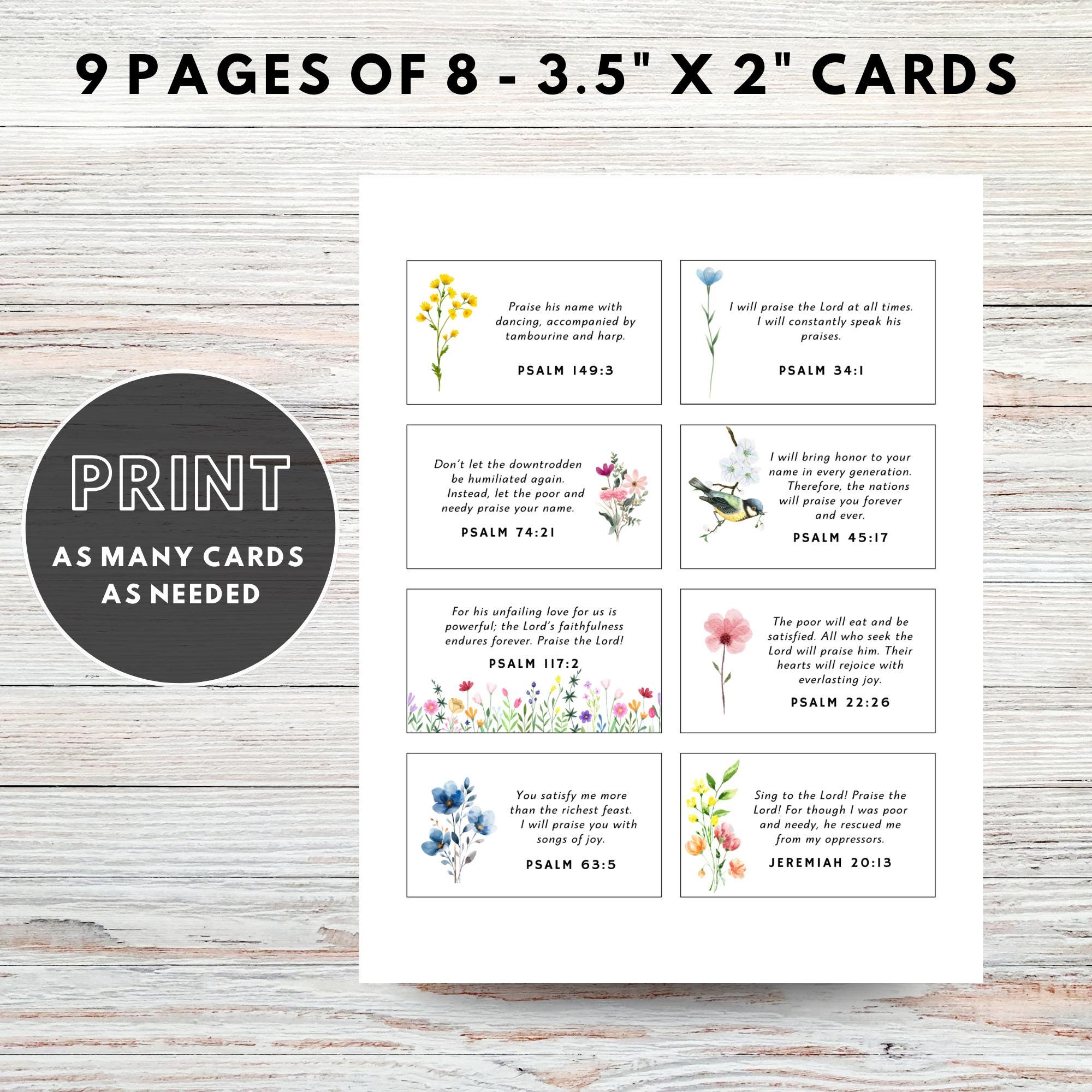Printable Bible Verse Cards for Gratitude | Floral Watercolor Scripture ...