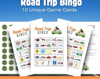 Road Trip Bingo druckbar, Road Trip Spiele, Familienauto Spiele, Road Trip Kinderaktivitäten, Auto Spiele für Kinder, Bingo druckbar