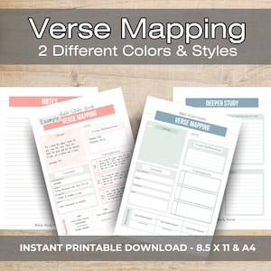 Verse Mapping Bible Study Guide, Daily Scripture Journal Pages, Daily Devotional, Devotional Printable, Bible Study Worksheet, Bible Notes