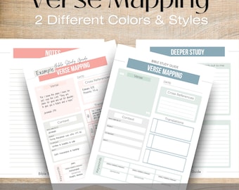 Verse Mapping Bible Study Guide Printable Daily Devotional Bible Study Inserts PDF Bible Verse Journal Pages Digital Bible Tools
