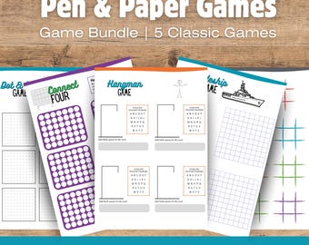 Printable Pen and Paper Game Bundle | Road Trip Games | Travel Activities | Instant Download Family Game Pack | Classroom Activities