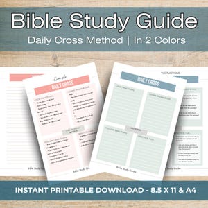 Printable Bible Study Guide - Daily Cross Method, Devotional Journal Pages, Bible Notes, Bible Study Printable, Bible Study Tools