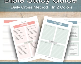 Printable Bible Study Guide - Daily Cross Method, Devotional Journal Pages, Bible Notes, Bible Study Printable, Bible Study Tools