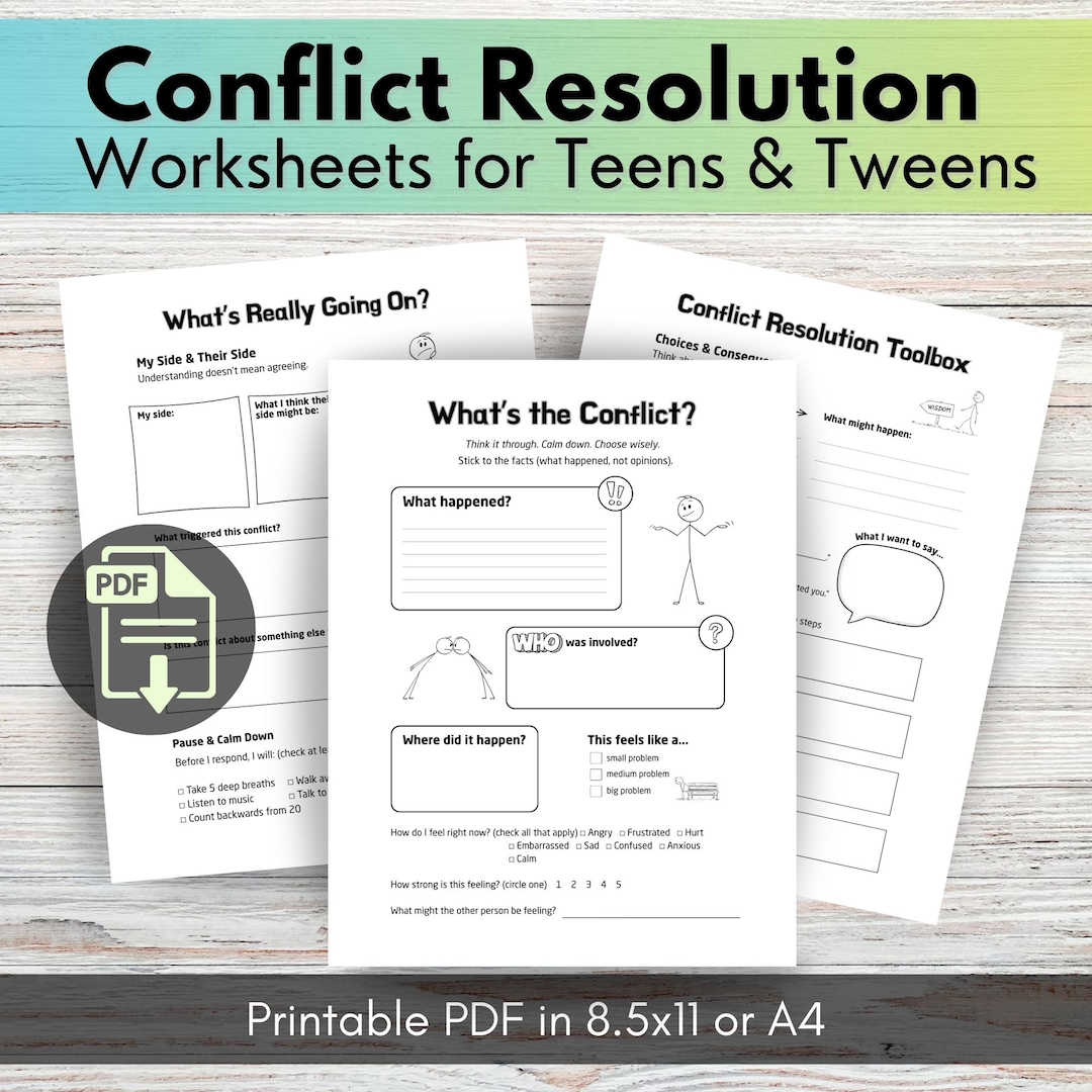 Conflict Resolution Worksheet for Teens & Tweens | Social Emotional ...