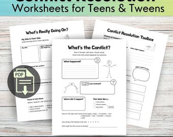 Conflict Resolution Worksheet for Teens & Tweens | Social Emotional Learning Printable | SEL Activity