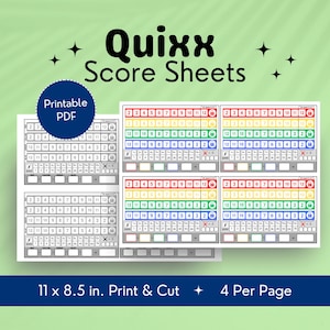 Druckbare Quixx Score Sheet, Quixx Game Scorecard, Digital Download Scorecard für die Quixx Game Night, Sofortiger Download PDF