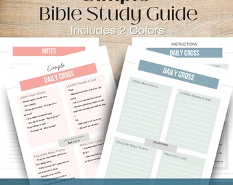 Simple Bible Study Guide Printable Daily Devotional Journal Page Instant Download Scripture Study Printable Bible Chapter Study Bible Notes