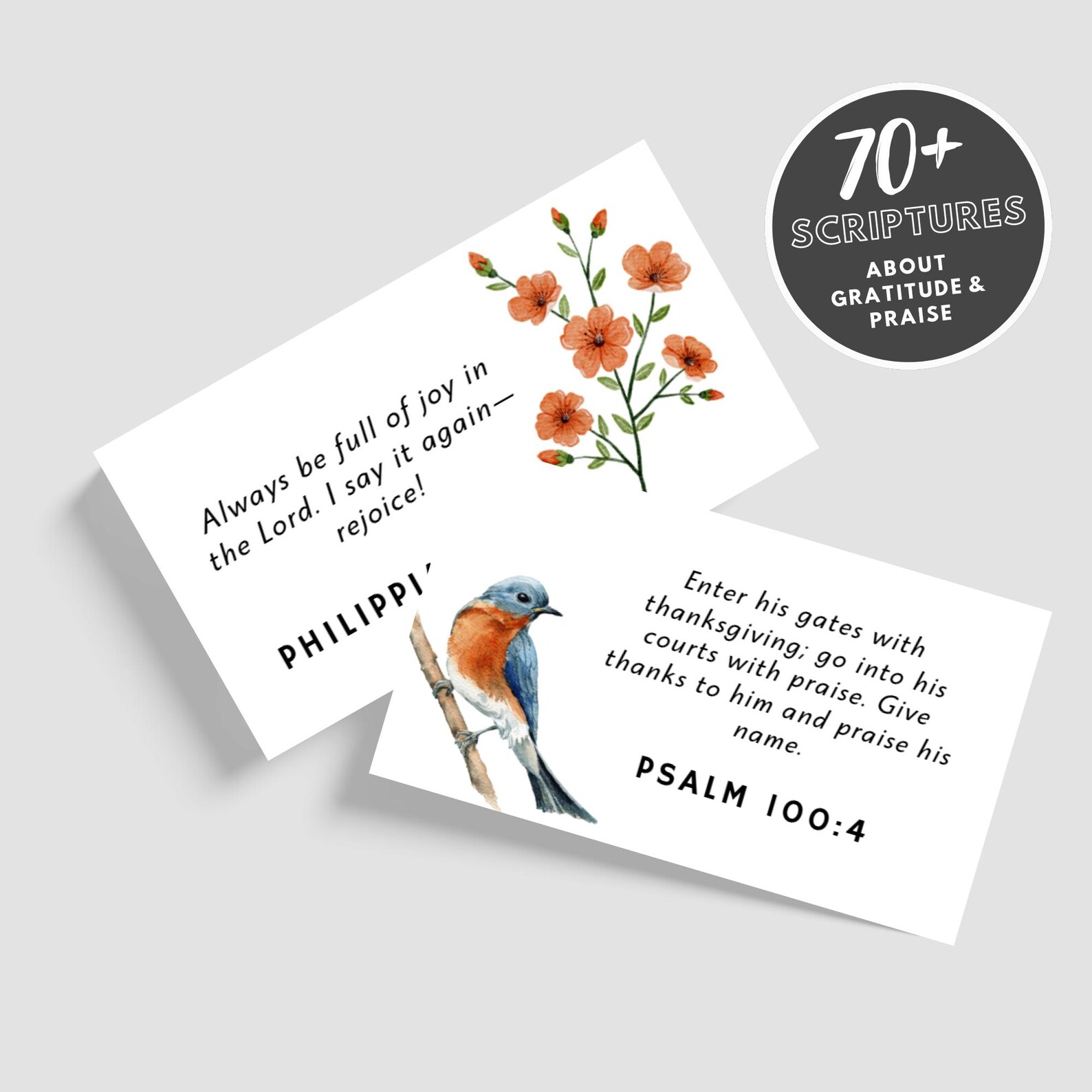 Printable Bible Verse Cards for Gratitude | Floral Watercolor Scripture ...