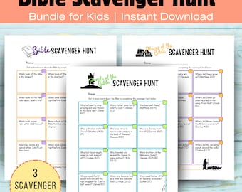 Bible Scavenger Hunt Bundle for Kids | Books, People & Places of the Bible | Printable Scripture Activity | Sunday School Game