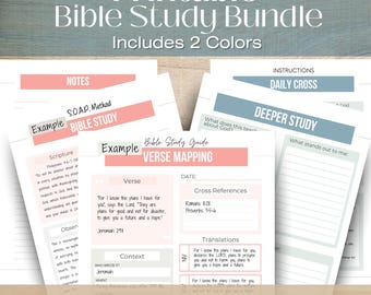 Printable Bible Study Bundle Christian Resources Download Bible Note Template Printable SOAP Bible Study Notes Verse Mapping